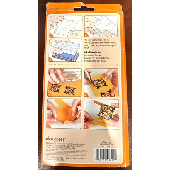Inkadinkado Clear Halloween Stamps Paper Sculptures Craft Kit Cat & Owl 60-31225 - Picture 3 of 5